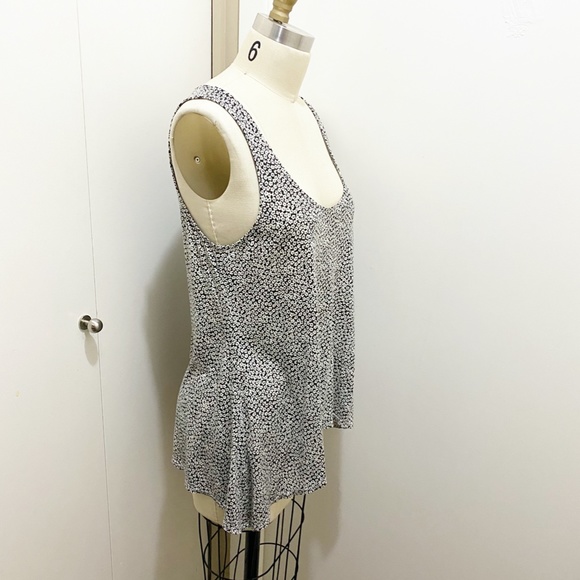 Bebe Floral Flowy A-Line High Low Tank Top Black White L - Picture 7 of 8